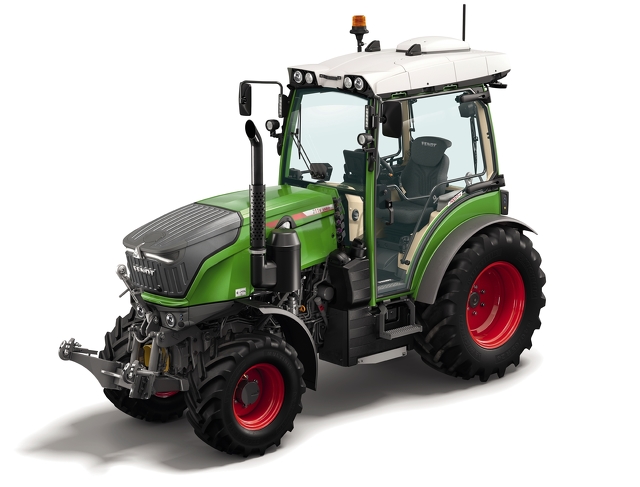 Fendt 200 Vario specialty tractor with compact frame and cab, built for vineyards, orchards, and narrow-row farming.