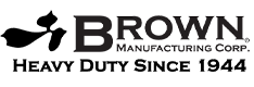 Brown Manufacturing logo with tagline “Heavy Built Since 1944.”