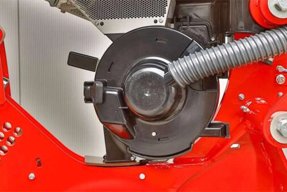 Close-up view of the seed metering system on the HORSCH Maestro SV planter, highlighting its precision-engineered components for efficient seed placement.