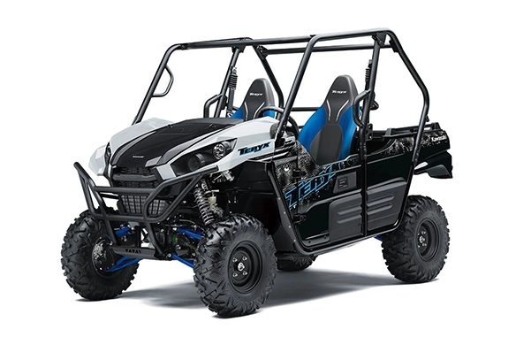 Front angle of Kawasaki Teryx 2-passenger side-by-side utility vehicle
