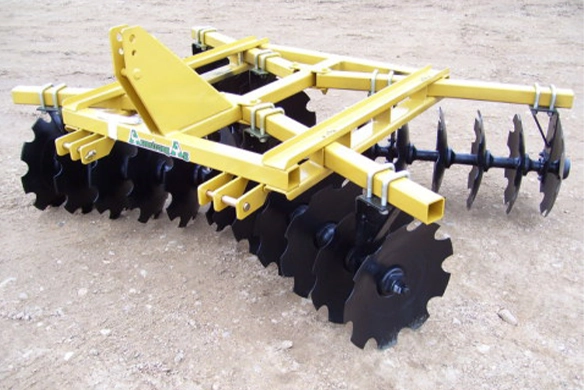 Close up view of Armstrong Ag 3-point heavy duty disc harrow.