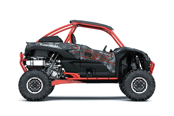 Kawasaki Teryx KRX 1000 side profile highlighting off-road suspension and rugged tires