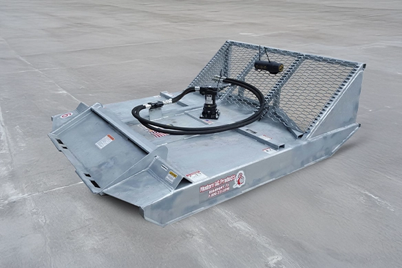 Three-quarter view of Modern Ag 6' hydraulic chopper showing reliable galvanized steel construction.