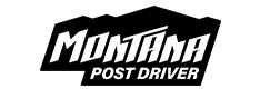 Montana Post Driver logo in bold stylized font, designed for rugged fencing equipment.