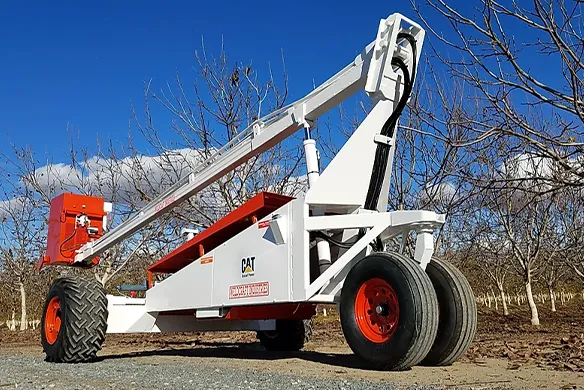 Weldcraft Industries orchard pruning tower with CAT diesel power, engineered for safe and efficient seasonal tree maintenance.