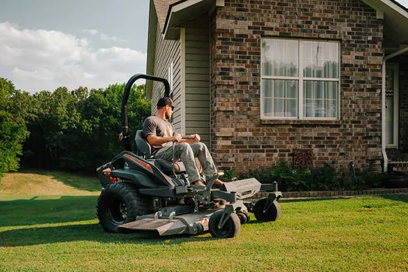 Side view of a Spartan RZ-HD zero-turn mower built for durable performance on larger residential properties