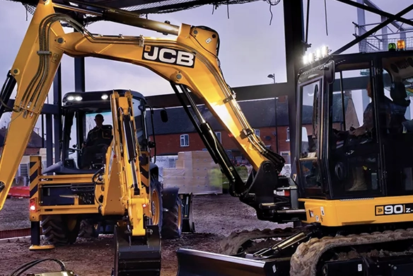 JCB 90Z-2 mini excavator working indoors during demolition and groundworks operations